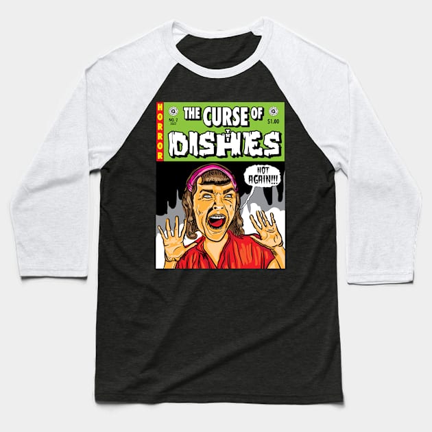 The Curse of the Dishes, Horror Comicbook Cover Baseball T-Shirt by eShirtLabs